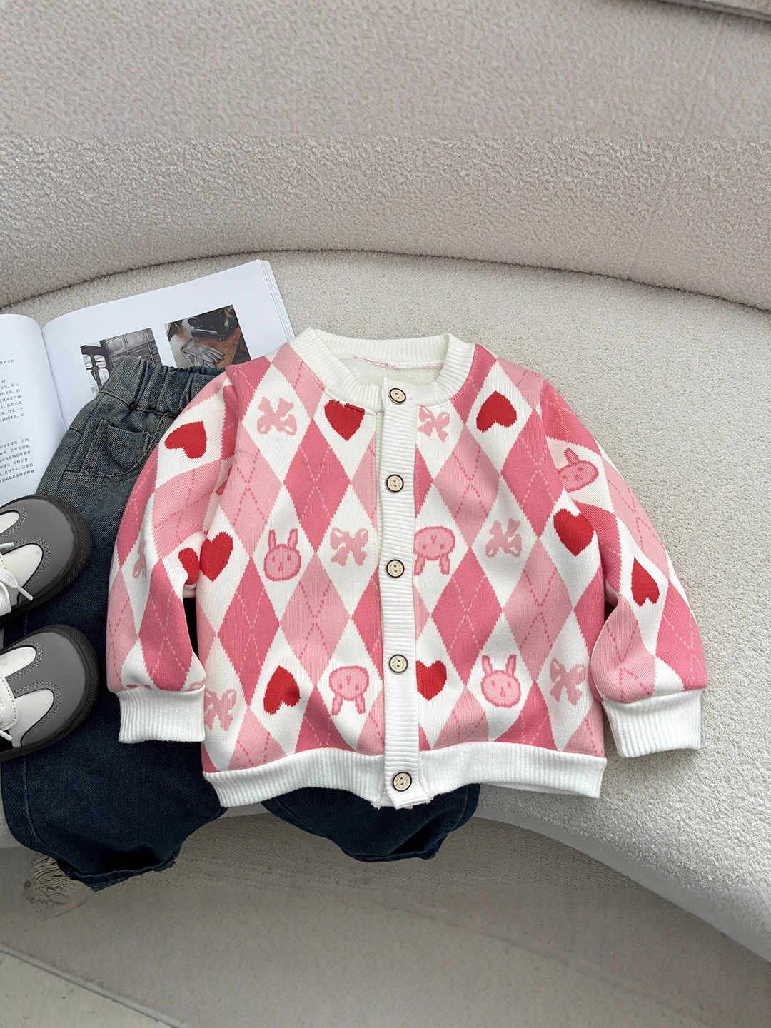 Cross-Border 2025 Kidsren's Velvet Jacket Autumn and Winter New Boys' Sweater Velvet Long-Sleeved Clothes Girls' Warm Kidsren's Clothing