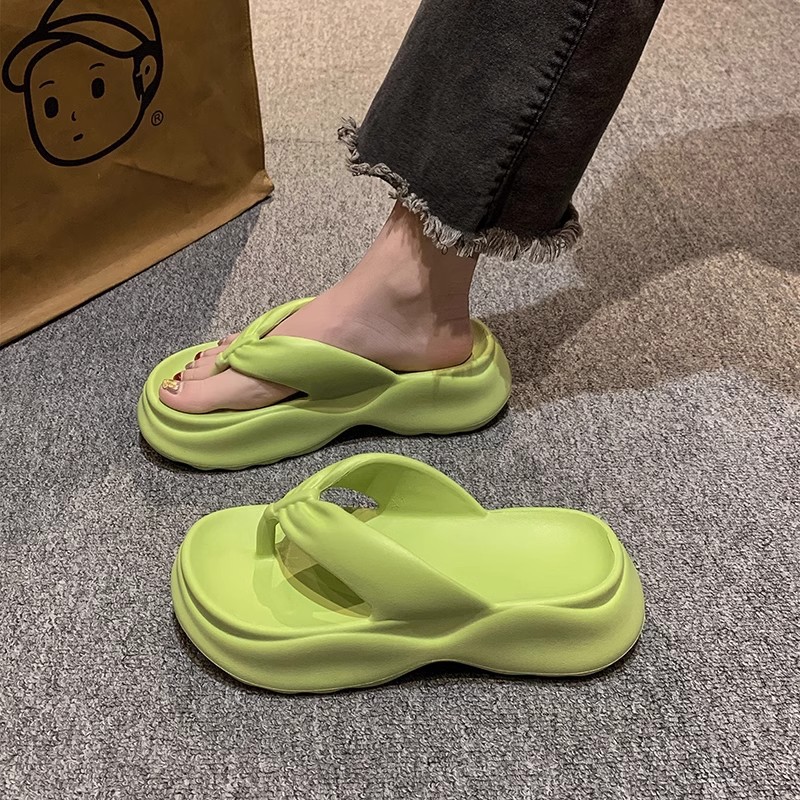 EVA flip-flops women's thick-soled flip-flops summer cross-border wear heightening soft-soled beach slippers wholesale