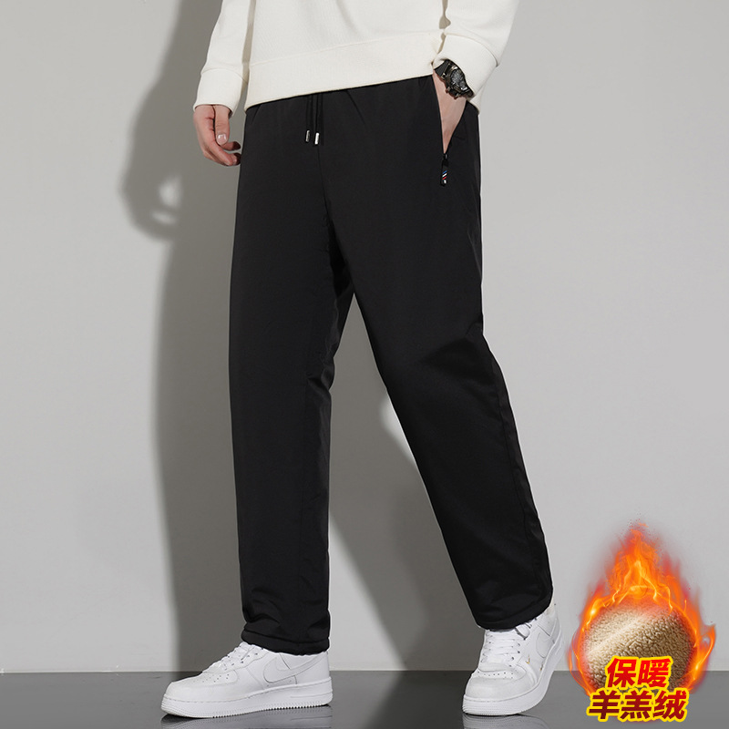 Graphene Winter Cotton Pants Men's Lamb Fleece Pants Windproof fleece-lined Thickened Casual Pants plus size Warm Sports Pants