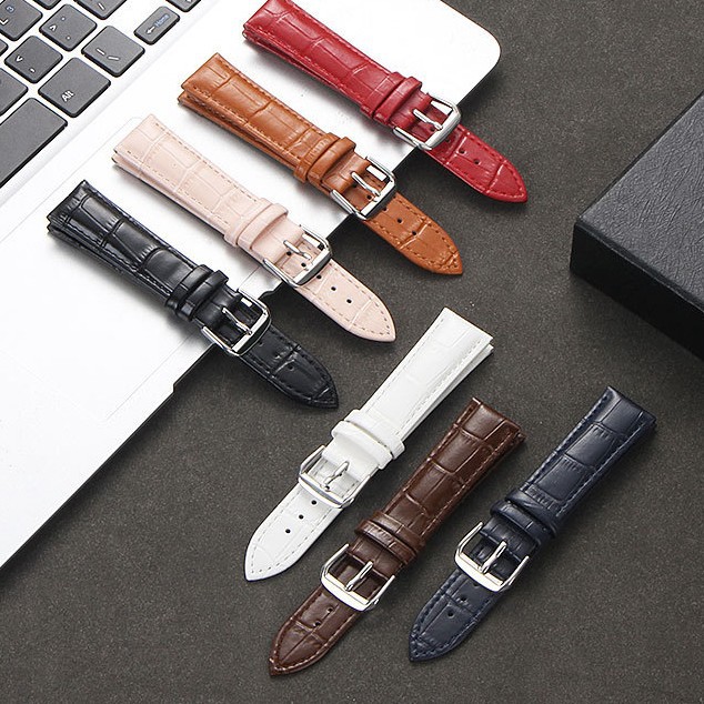 Genuine Leather Bamboo Crocodile Watch Strap Soft Calfskin Thin Band Wristband Waterproof Pin Buckle Leather Strap Chain