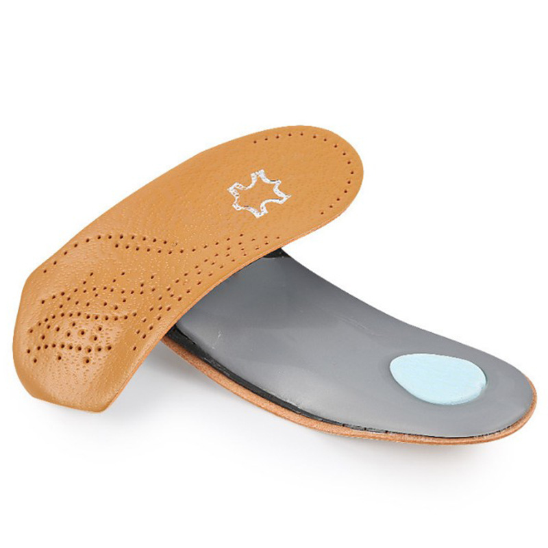 Corrected half-size insole seven-point pad cowhide insole arch support flat foot XO leg corrective leather insole