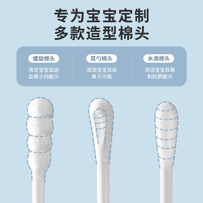 Japanese Baby Cotton Swab for Ear Digging Baby Special Ear Digging Spoon for Newborn Children Ear Digging Nose Small Head Cotton Swab