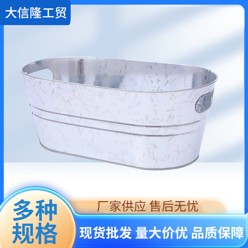 Овальное оцинкованное железное ведро для льда, нержавеющая сталь, оригинальный цвет, сумка, железное ведро, KTV бар с ледяным пивом, металлическое ведро