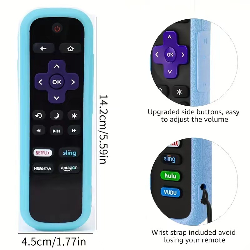 For TCL Roku280 English version of the remote control with rope universal version thick anti-fall anti-slip silicone protective cover