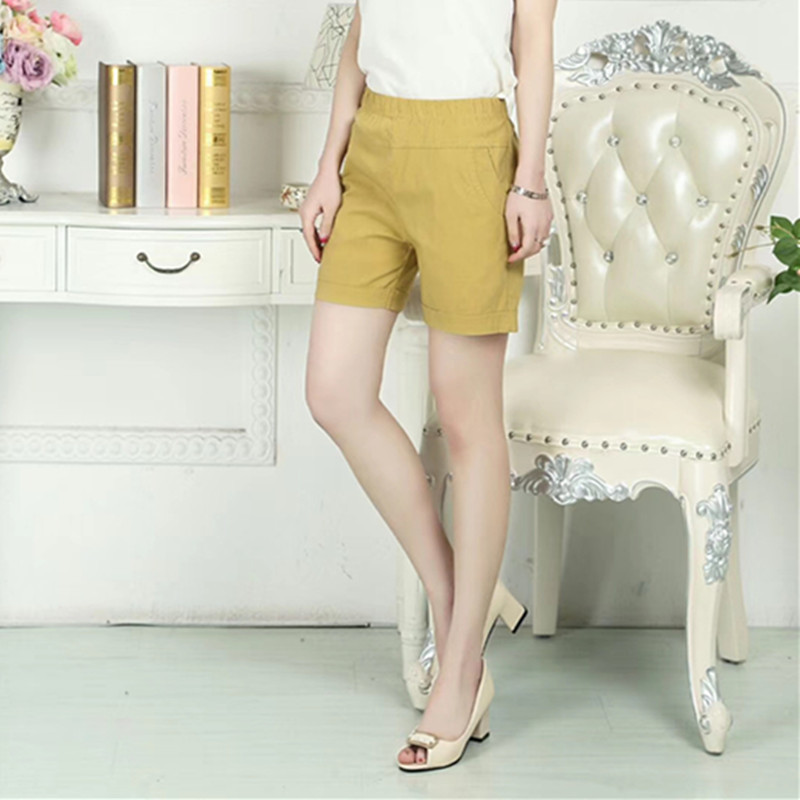 Factory Direct Supply middle-aged and elderly women's pants short summer new high waist mom pants elderly plus size stretch cotton women's pants