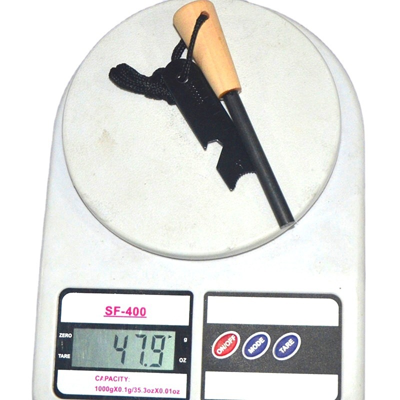 Portable outdoor Flint camping equipment field survival tool magnesium rod firearm wooden handle lighter