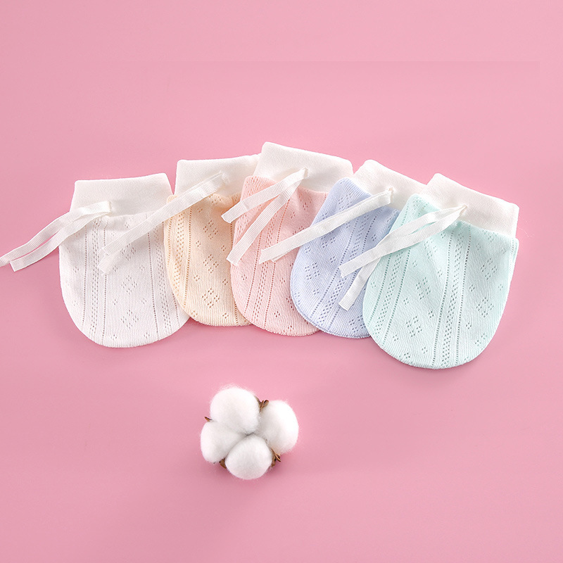 Foreign Trade Baby Anti-Scratch Cotton Gloves with Drawstring, Adjustable Baby Gloves, Newborn Protective Gloves for Autumn and Winter