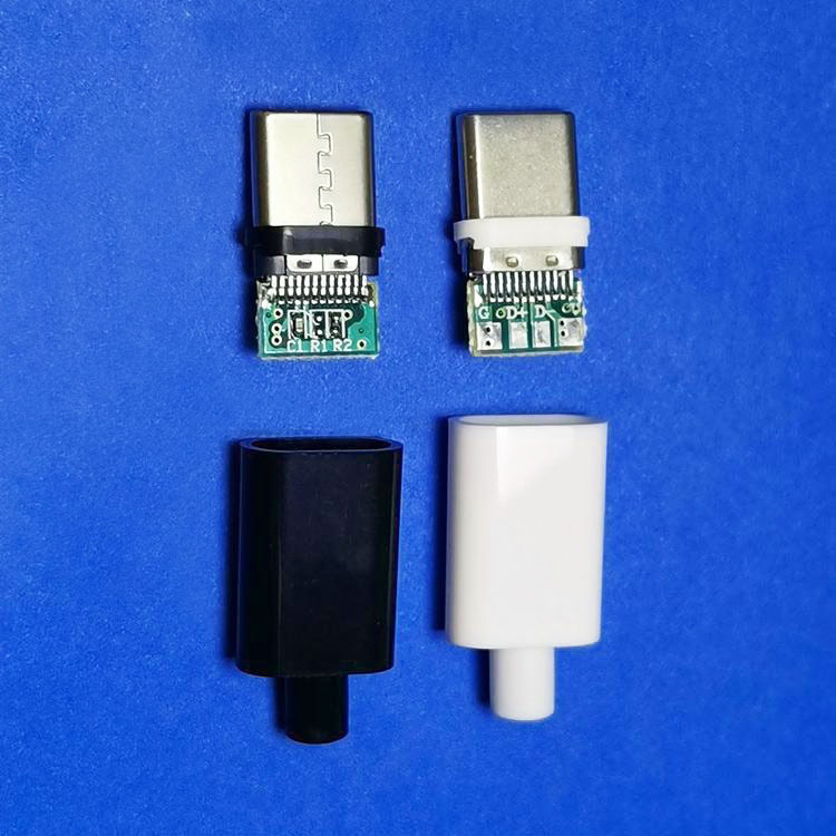 Headset data cable shell TYPE-C rubber shell black and white can be adapted to the tail tube Crescent to play internal mold glue can be