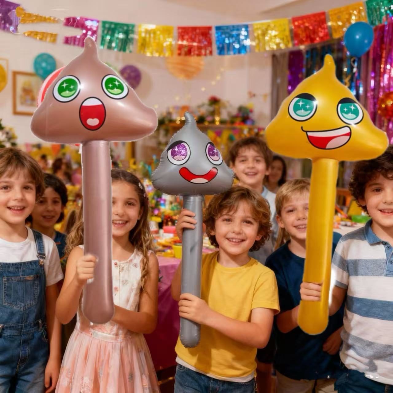 Cross-Border Wholesale Pvc Inflatable Stick Expression Pack Inflatable Stick Kidsren's Cheering Stick Poop Inflatable Toy Handheld Stick