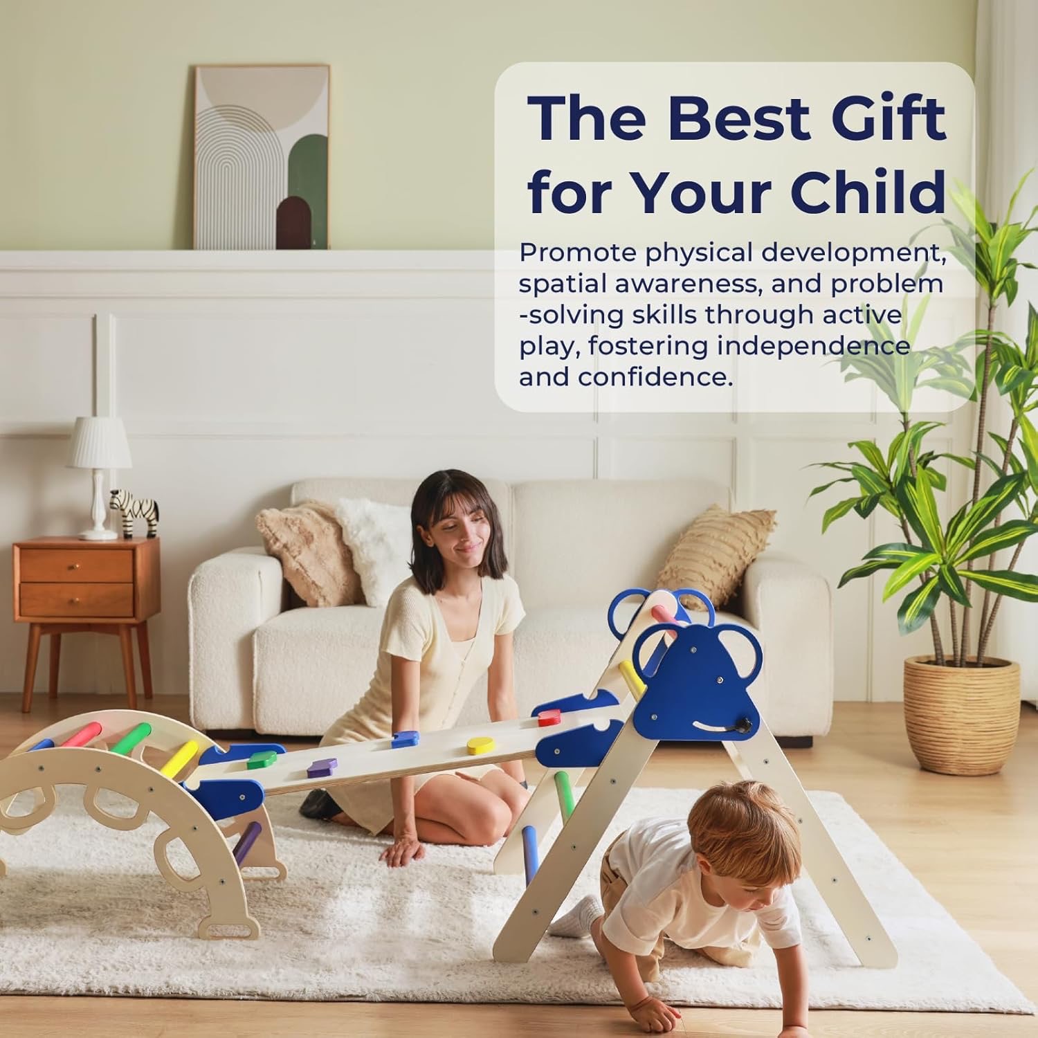 Wooden Children's Climbing Frame Indoor Combination Climbing Frame Arched Baby Educational Exercise Climbing Skateboard Frame Solid Wood Climbing Frame