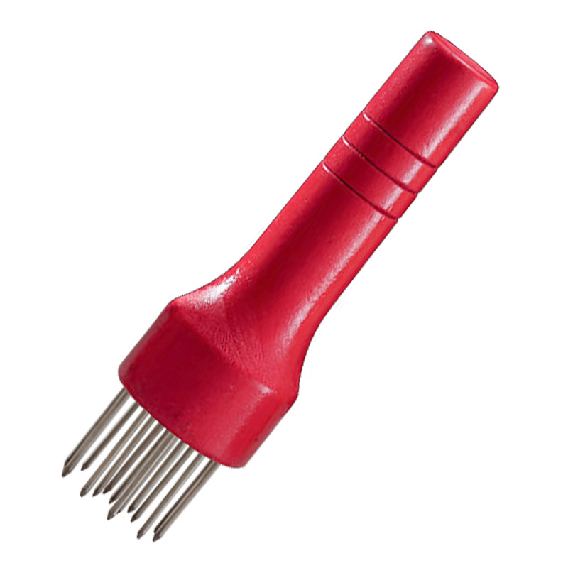Stainless steel pine needle steak needle pin buckle meat roast meat solid wood handle meat pricking device broken tendon artifact steak hammer tool