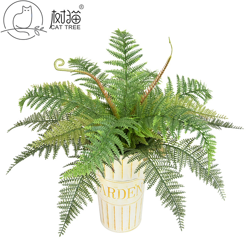 Симуляция защиты окружающей среды, стенка с травой 60 см, большой лист персидского папоротника, пластиковый папоротник, оконное украшение, искусственное растение в горшке