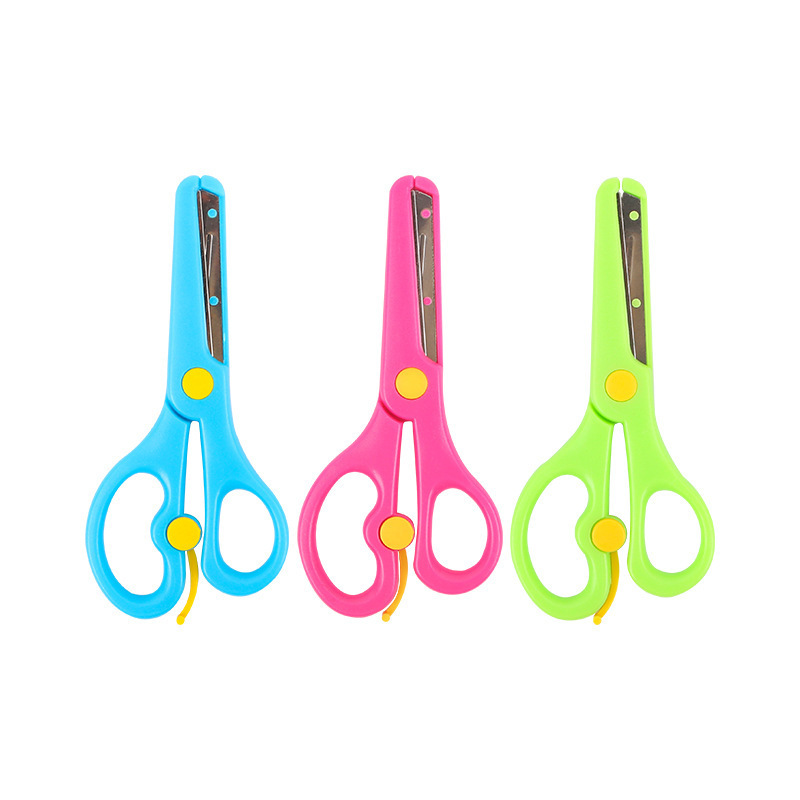 Children's Safety Scissors for Elementary School Students, Paper-Cutting Scissors for Kids, Anti-Pinch Elastic Round-Head Plastic Small Scissors