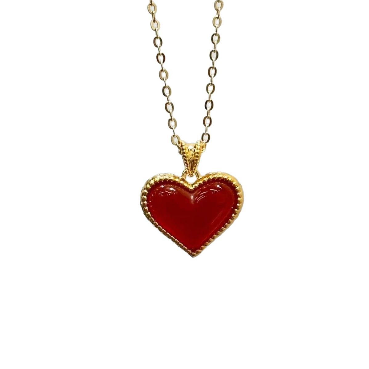 18K Gold Double-Sided Heart Peach Heart Pendant Au750 Gold Red and White Double-Sided Heart Peach Pendant Factory Direct Batch Gift Giving