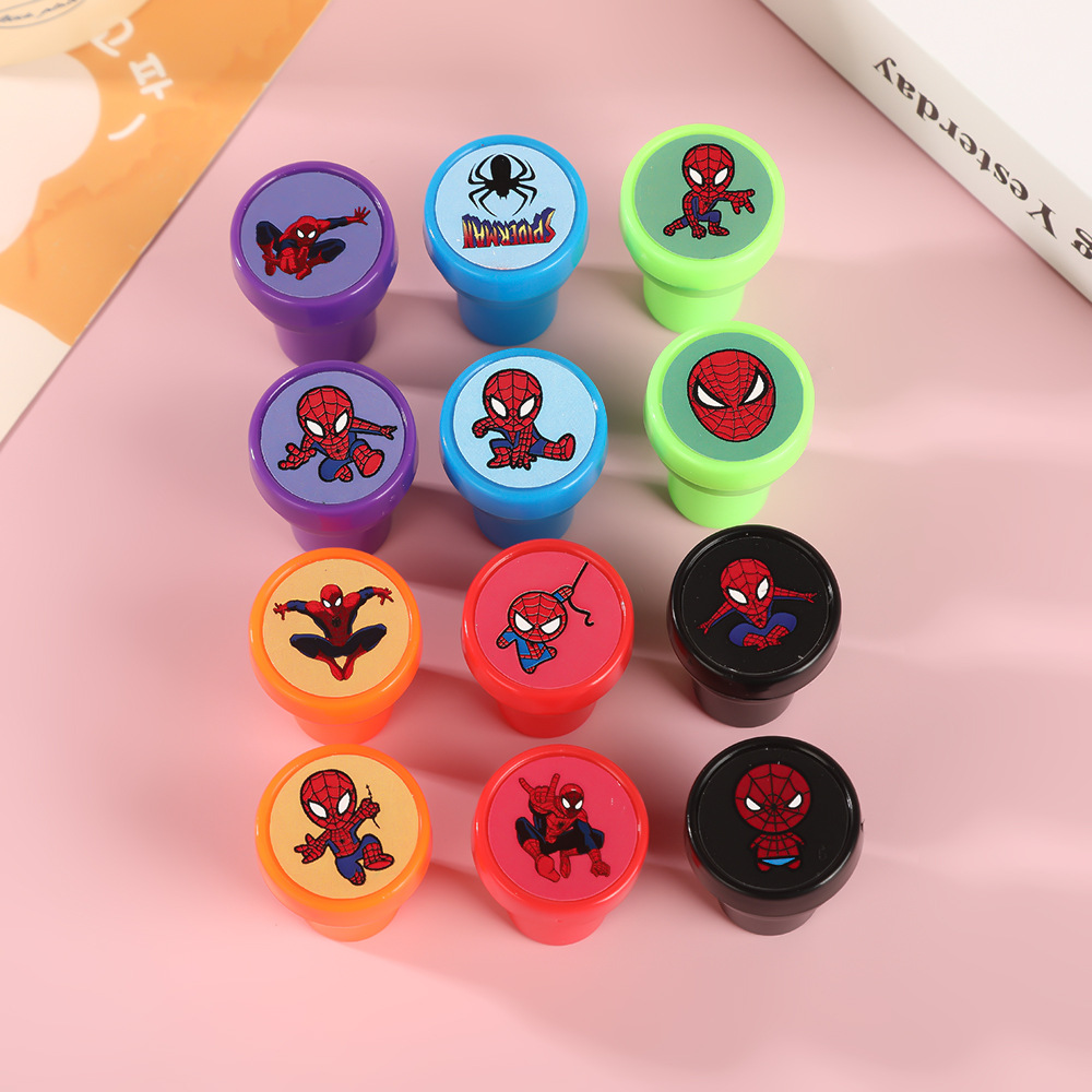 Children's Fun Cartoon Spider-Man Seal Kindergarten Teacher Praise Reward Toy Marvel Same Style Cartoon Seal