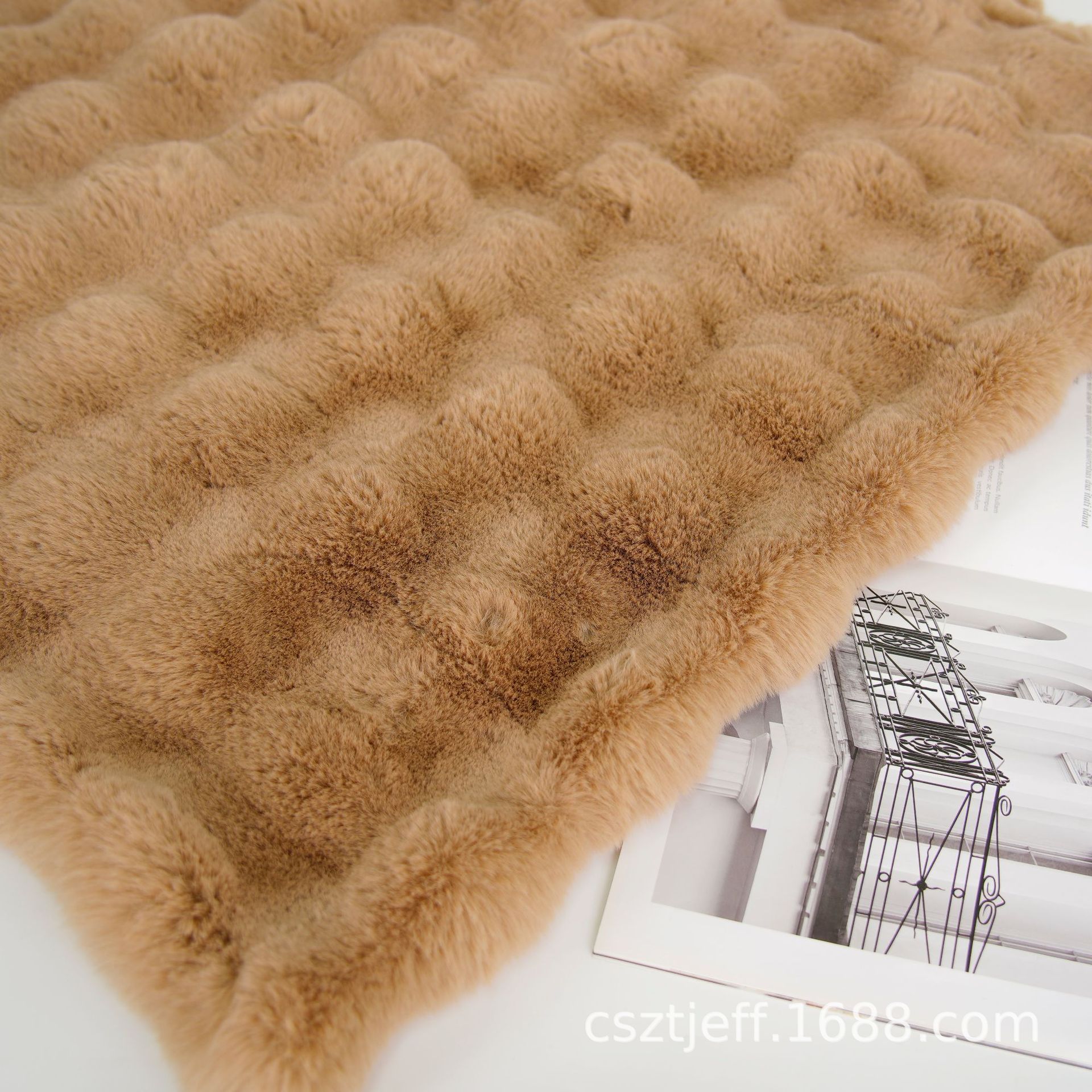 Customized New Product Single-Sided Bubble Rabbit Fur Thickeneded Imitation Rabbit Plush Cloth Outwear Blanket Pillow Floor Mat High-End Fabric