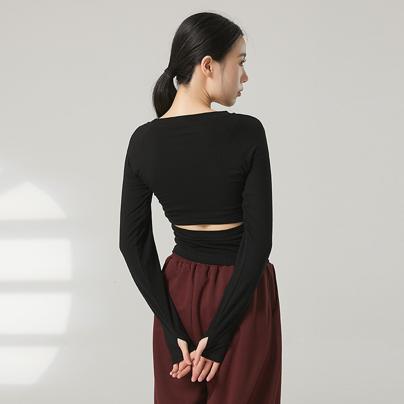 Тренировочный боди летнего современного танца с коротким рукавом и открытой спиной классический китайский танцевальный костюм