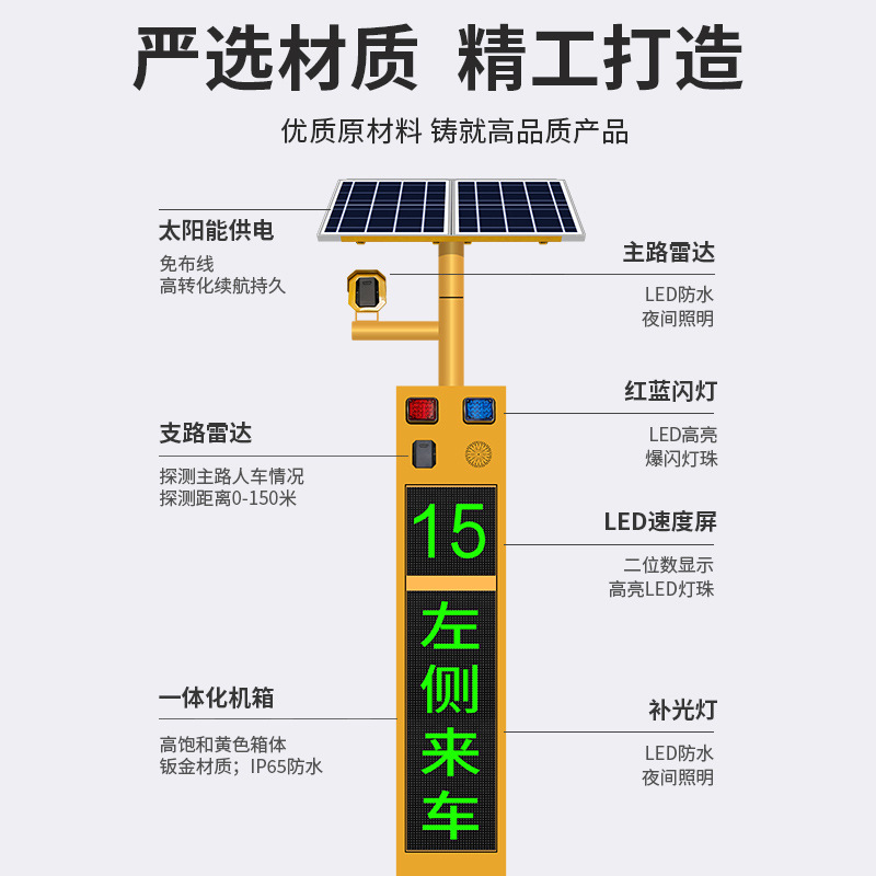 Solar Radar Speedometer Vehicle Speed Display Park Vehicle Speed Warning Speed Measurement Screen Ping an Sentinel 501