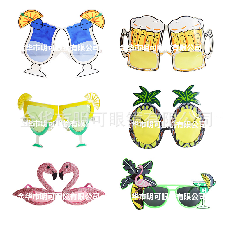 Cross-Border Beach Party Glasses Funny Glasses Selfie Props Flamingo Hawaiian Dance Decorative Glasses in Stock