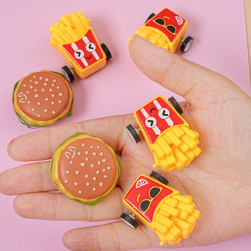 Creative Mini Pull-Back Food Toy Pull-Back Car, Hamburger Car, French Fries Car, One-Yuan Gashapon Pull-Back Toy Flap Pocket Pants Car