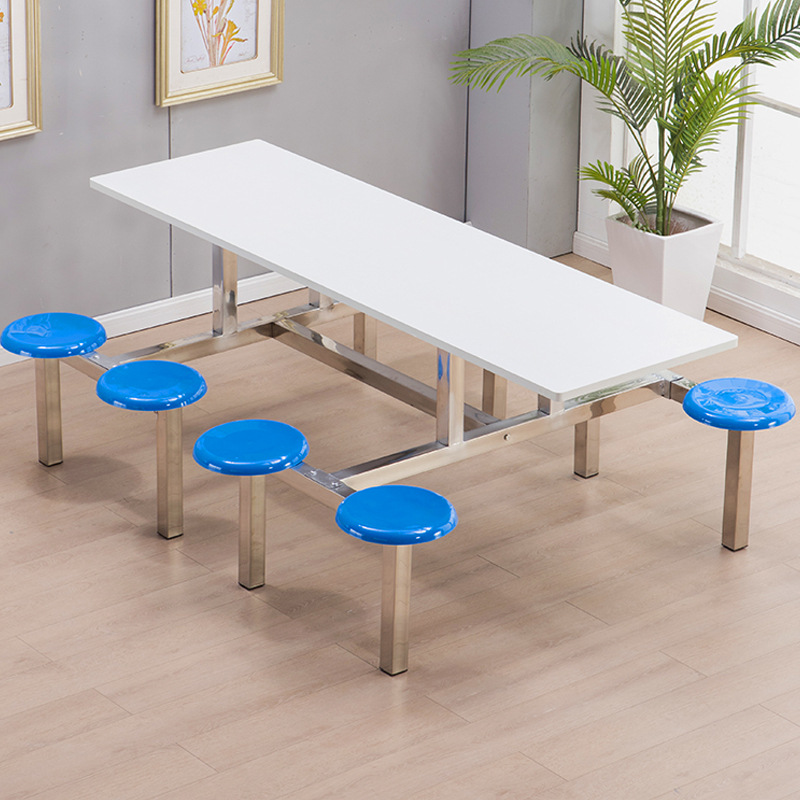 One-piece dining table fast food table and chair combination 4 artificial factory School student stainless steel canteen dining table and chair 8 people