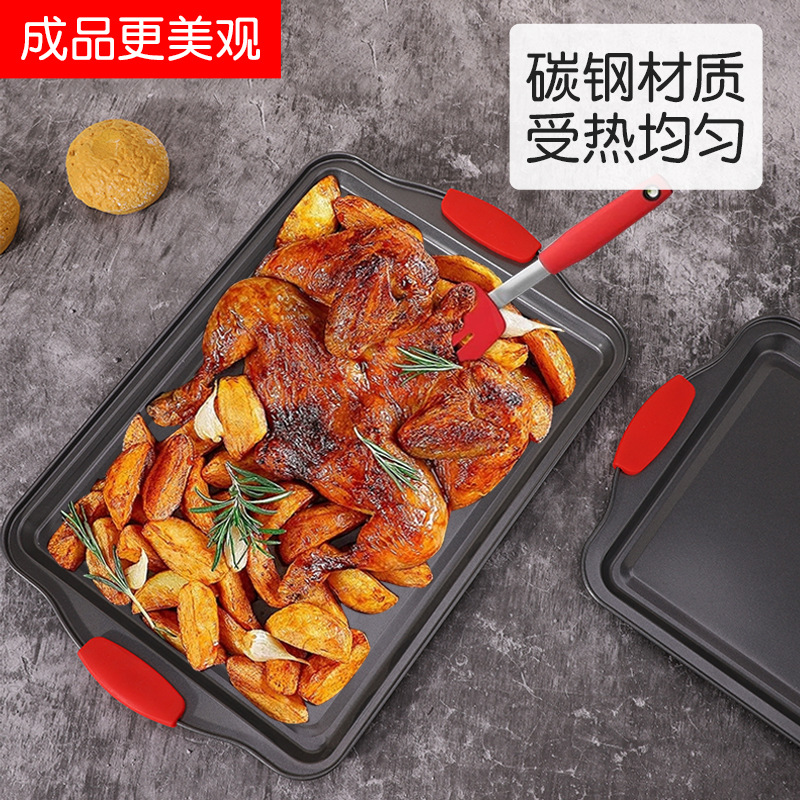 High Temperature Non-Stick Household Baking Baking Pan Cake Mold Oven Biscuit Baking Rectangular Baking Biscuit Plate Wholesale
