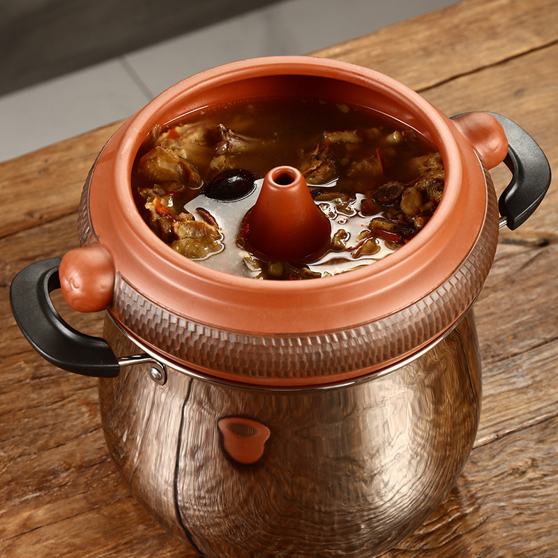 Jumping Knife Steam Pot Ceramic Commercial Household Purple Pottery Steam Pot Steam Pot Night Sweat Chicken Pot Hotel Restaurant Special Steam Pot
