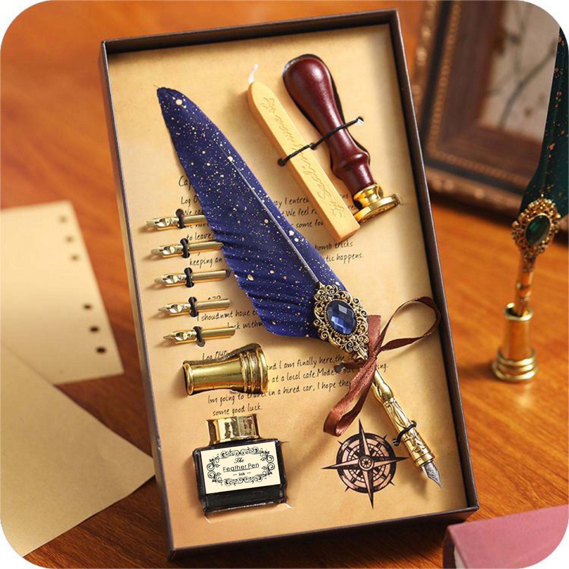 Перья Гарри Поттера, европейская ретро магия, драгоценный камень, перьевая ручка, набор, подарок на день рождения, выпускной, подарочная коробка