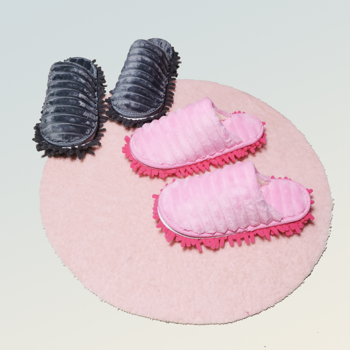 Кросс-бодерные зимние новые пушистые полосатые ленивые скребковые тапочки с ворсовым дном съемные для уборки