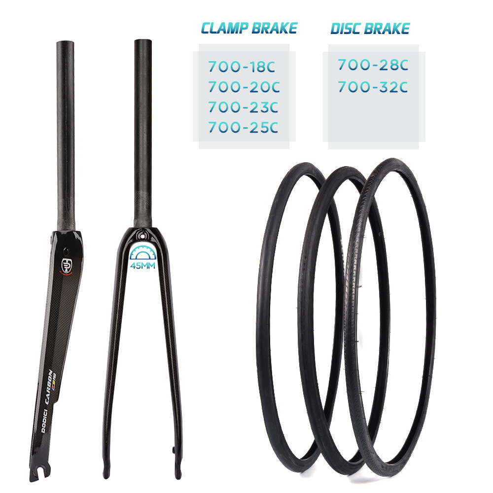 New DODICI carbon fiber front fork road city bicycle hard fork 700C * 18C/35C disc brake/ring brake