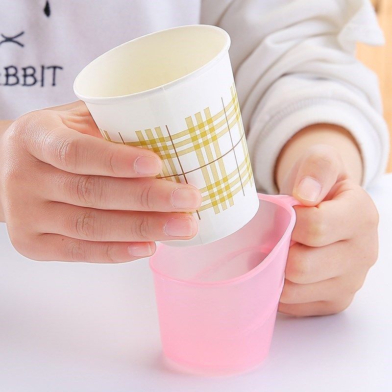 Leaf-Shaped Plastic Cup Holder Disposable Paper Cup Cover Boiling Water Anti-Scalding Cup Holder Office Insulated Universal Tea Cup Holder