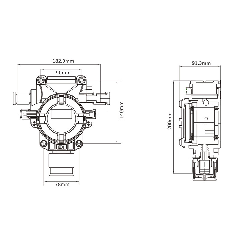 Point type combustible gas detector explosion-proof methane hydrogen sulfide carbon dioxide oxygen gas detection alarm