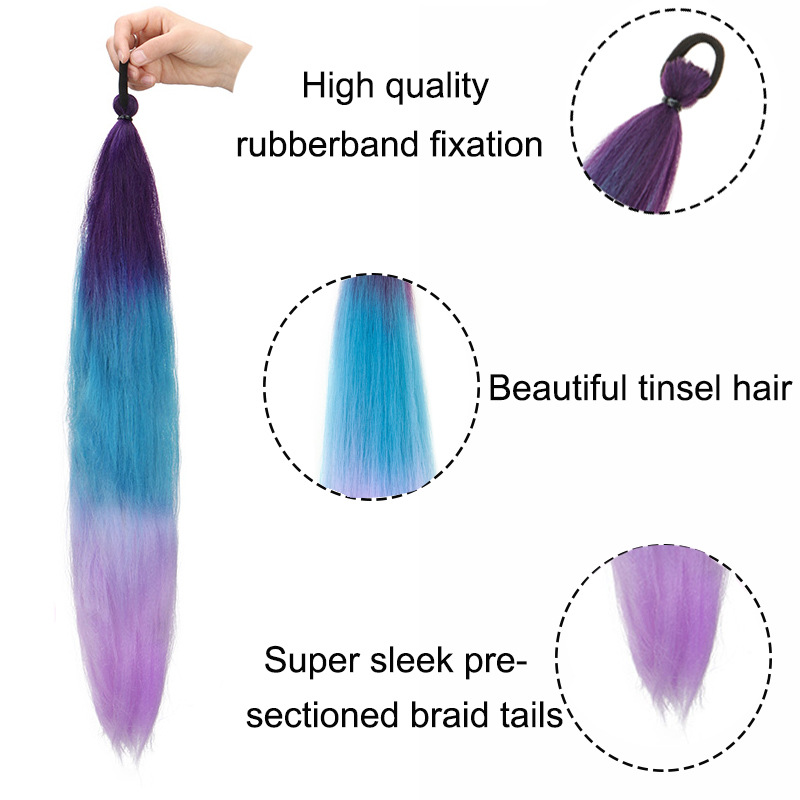 Wig ponytail Christmas color boxing braid children elastic rope rubber band boxing braid wig ponytail hair braid
