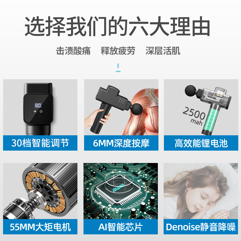 Fascia Gun Cross-Border Electric Impact Gun Deep Muscle Relaxation Massager Cervical Membrane Gun Portable Massage Gun Wholesale
