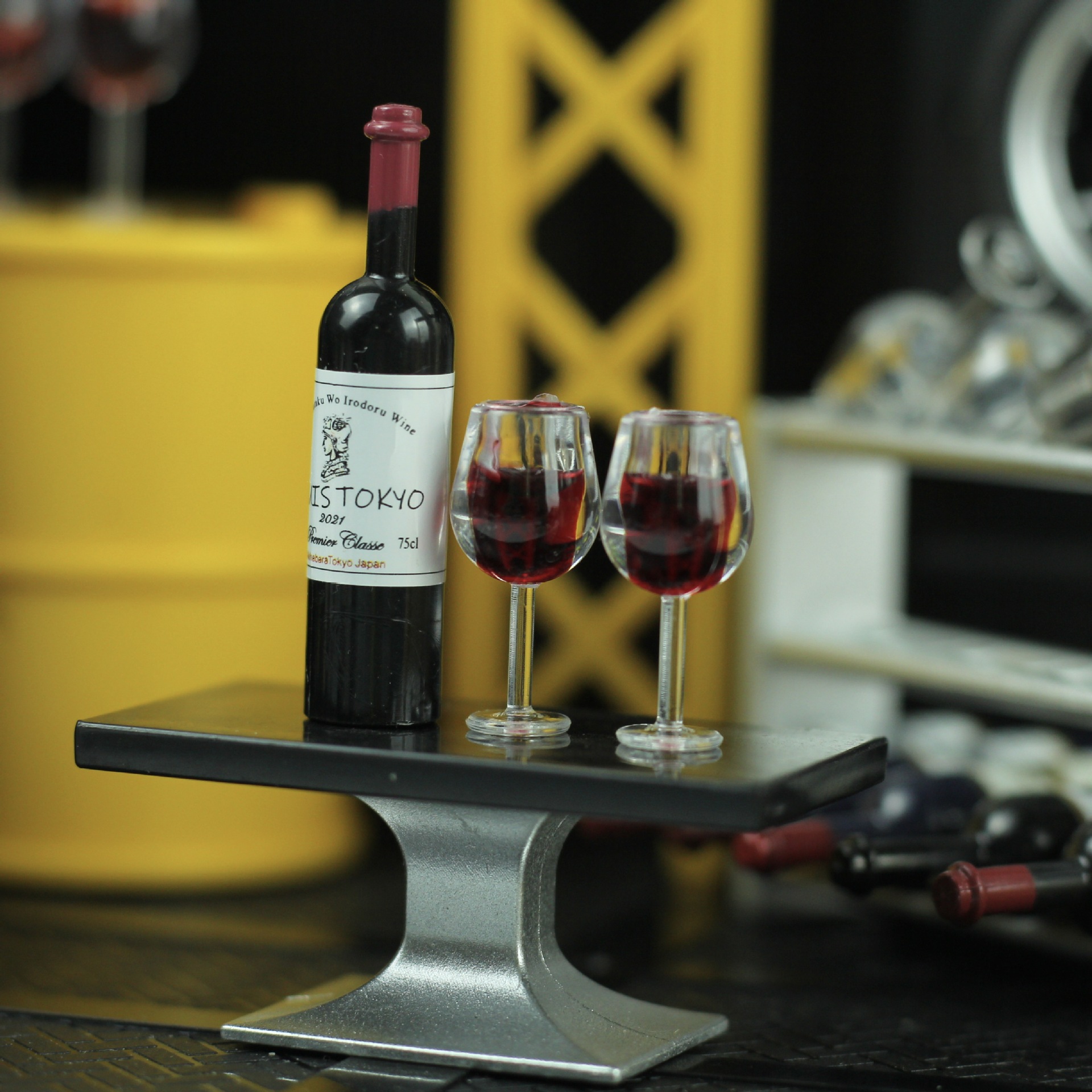 12-Point Dollhouse Accessories Simulation Mini Food Toy Bar Red Wine Goblet Toy Pretend Play Red Wine Bottle Decoration