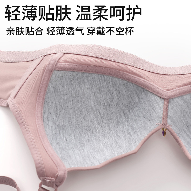 Cross-border New plus size No Steel Ring Comfortable Breathable Gather Women's Underwear Non-magnetic Thin Cup Glow chubby girl Bra