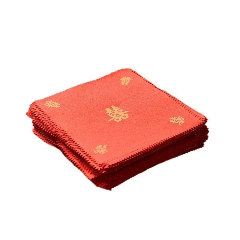 Red Wine Cloth Sealing Cloth White Wine Jar Cover Cloth Ceramic Wine Bottle Thickeneded Satin Streamer Wine Rope Wine Lettering Red Cloth