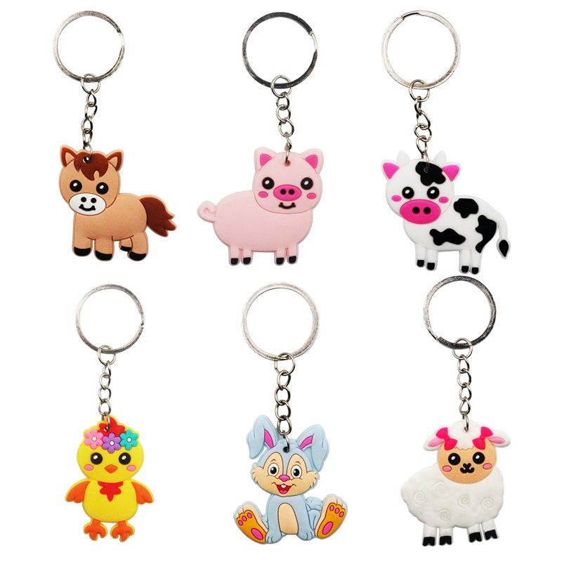 Amazon Pvc Cartoon Keychain Farm Animal Rabbit Cute Keychain Metal Keychain Party