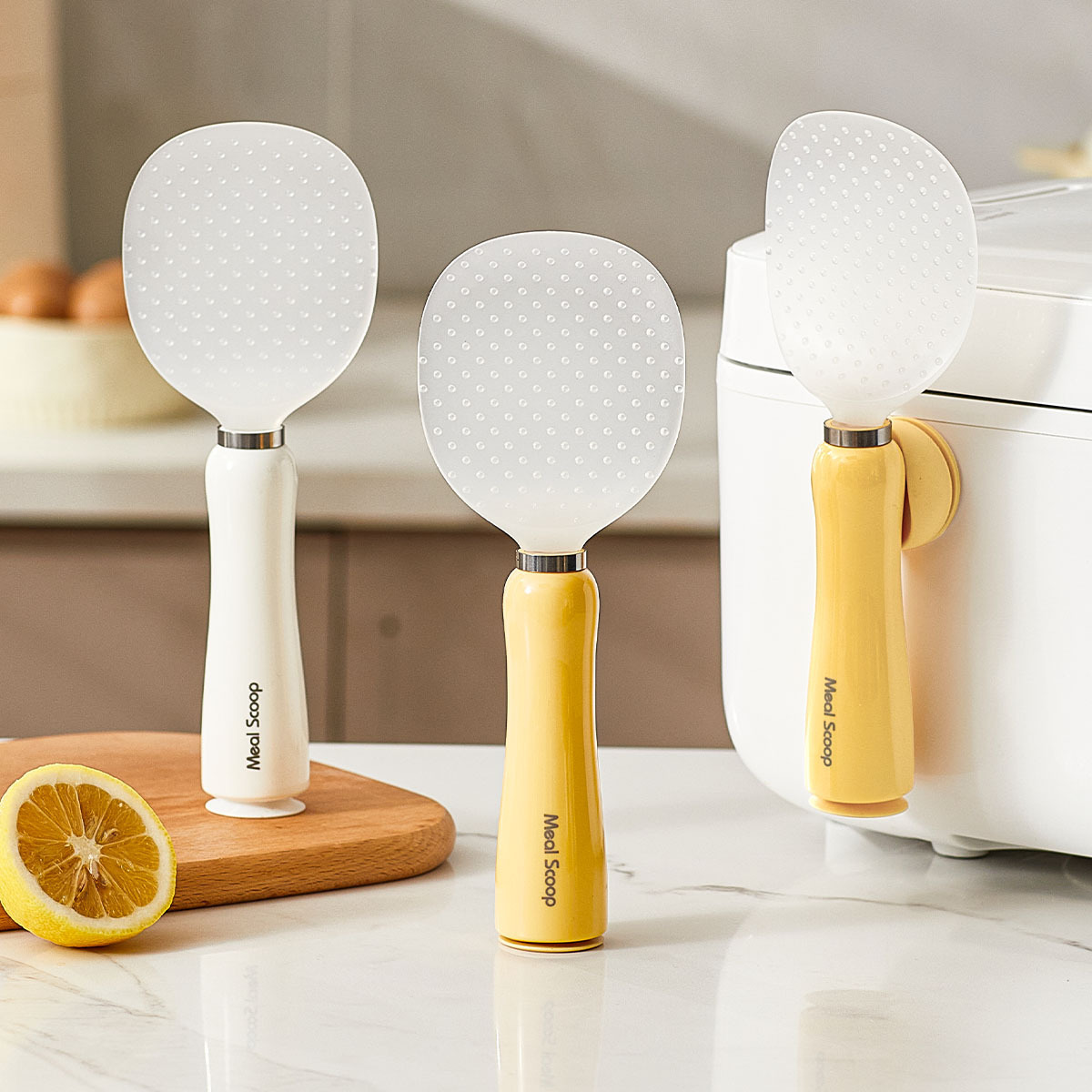 Ложка для риса с антипригарным покрытием для домашнего использования, новая магнитная ложка для подачи риса, подходит для рисоварок, не повреждает кастрюлю, специализированная для кухни