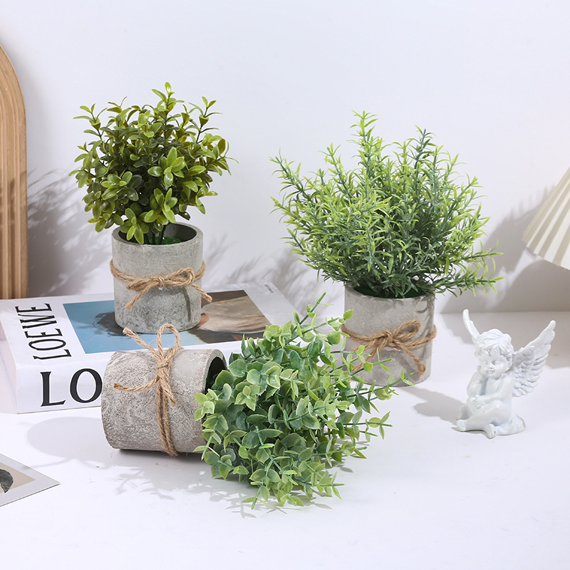 Cylindrical Pulp Potted Plant Combination Desktop Green Plant Ornaments Fake Flower Bonsai Temu Amazon Shein Creative Green Plants