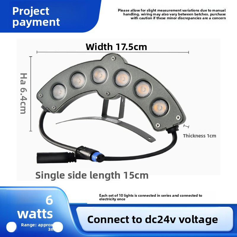 Наружный водонепроницаемый светодиодный гофрированный свет для древних зданий 6Вт, изогнутый свет для павильонов, храмов, плитка для крыши, трансграничный