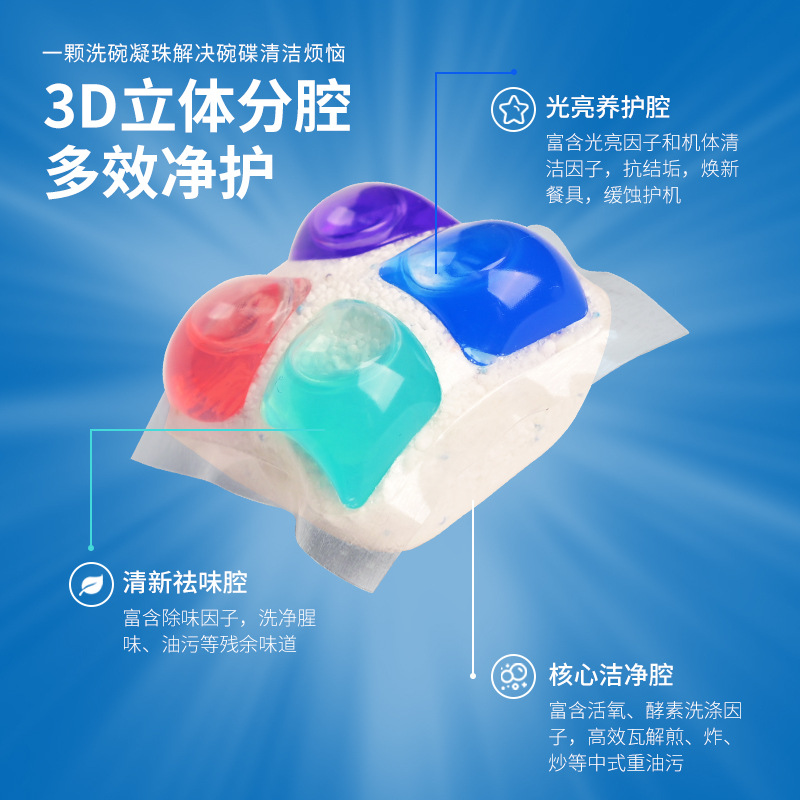 Dishwasher Dishwashing Block Dishwashing Salt Powder Liquid 5-Cavity Mixed Dishwashing Beads 5D Double-Layer Beads Dishwashing Beads Detergent