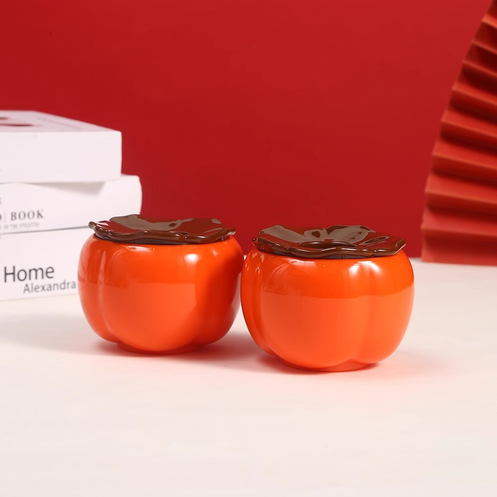 Imitation Ceramic Persimmon Flower Pot Decorative Vase Festive Persimmon Ruyi Pot New Chinese Style Plastic Flower Pot Joy
