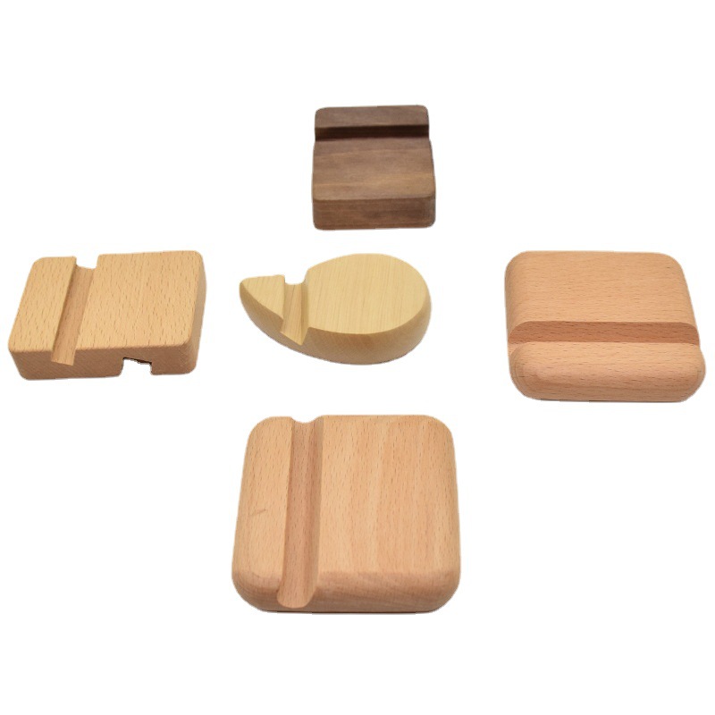 Solid Wood mobile phone holder creative desktop Beech black walnut wooden mobile phone holder laser logo gift wholesale