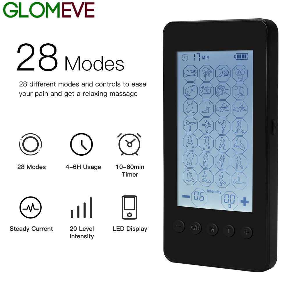 48 Mode TENS EMS MASSAGE DIY Low Frequency Meridian Physiotherapy Instrument Touch Screen 28 Mode Muscle Stimulator