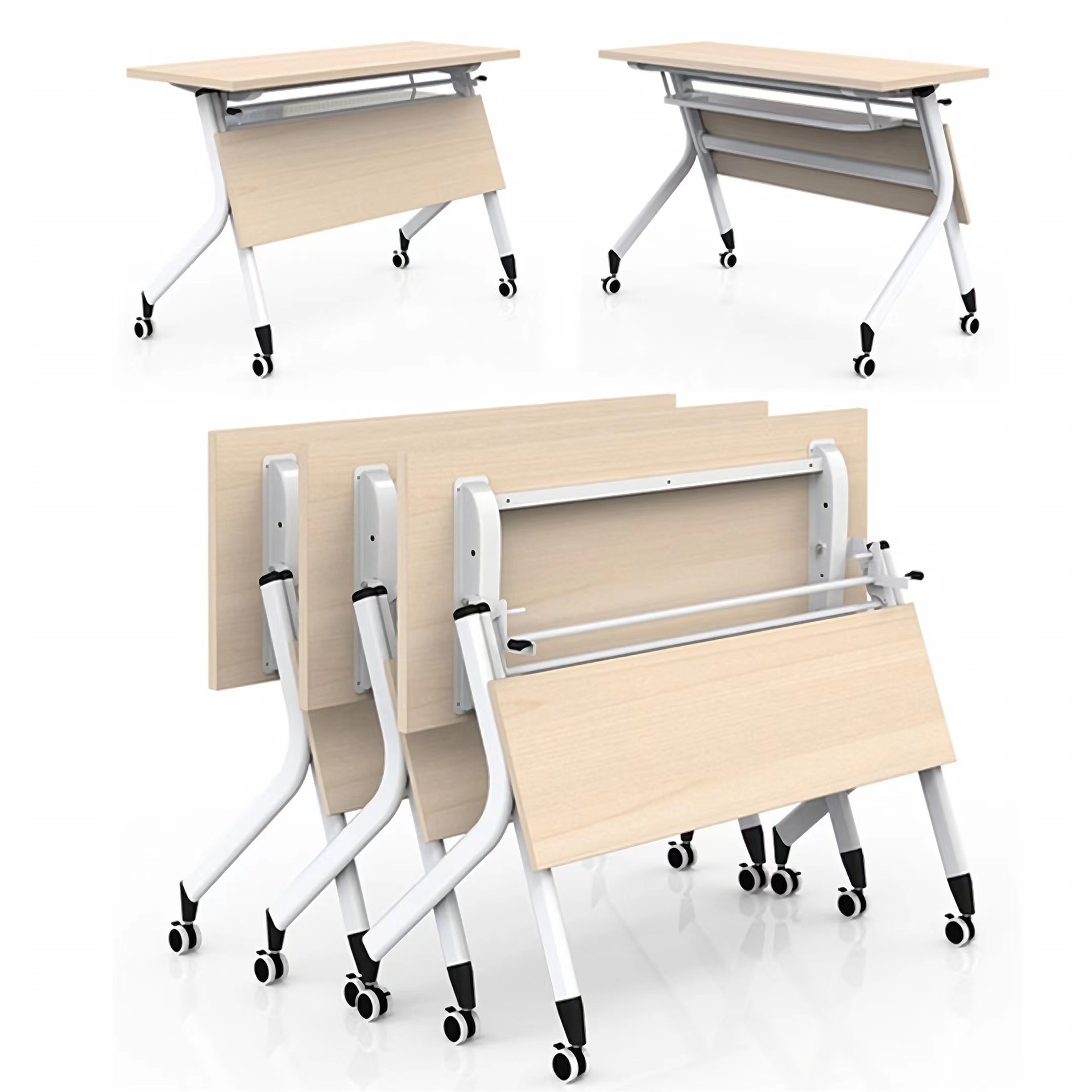 Movable Folding Training Table Thickened Plate Steel Frame Long Table Multi-Purpose Splicing Combination Conference Table and Chair Combination