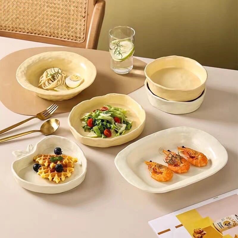 Керамическая суповая тарелка, простая салатница, фруктовая чаша