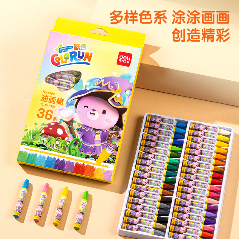 Deli Oil Painting Stick 36 Color Children's Safe Non-toxic Baby Crayon Children's Brush Colored Brush Wax Pen 12 Color 24 Color