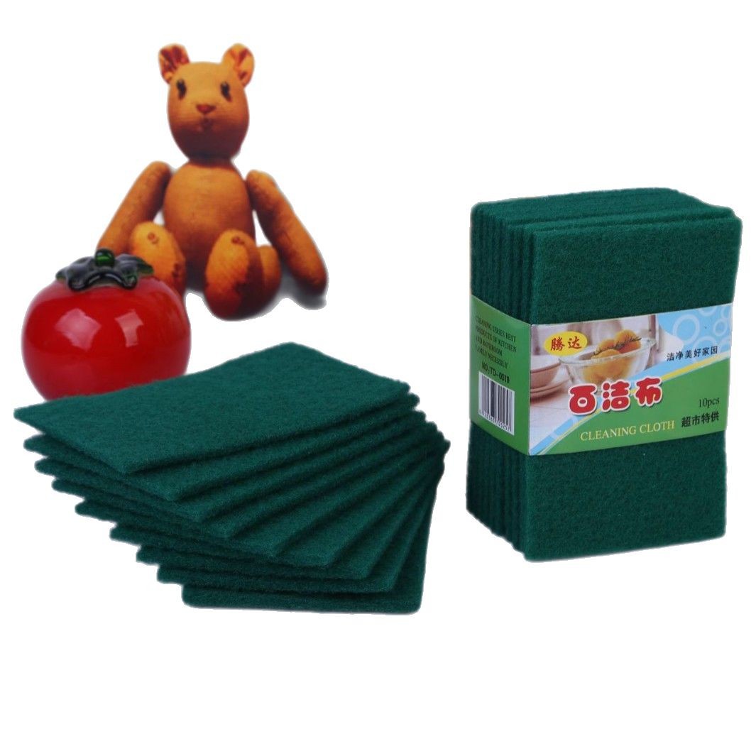 Kitchen cleaning dishwashing scouring pad green fiber household dishwashing rag dishwashing Wang factory wholesale