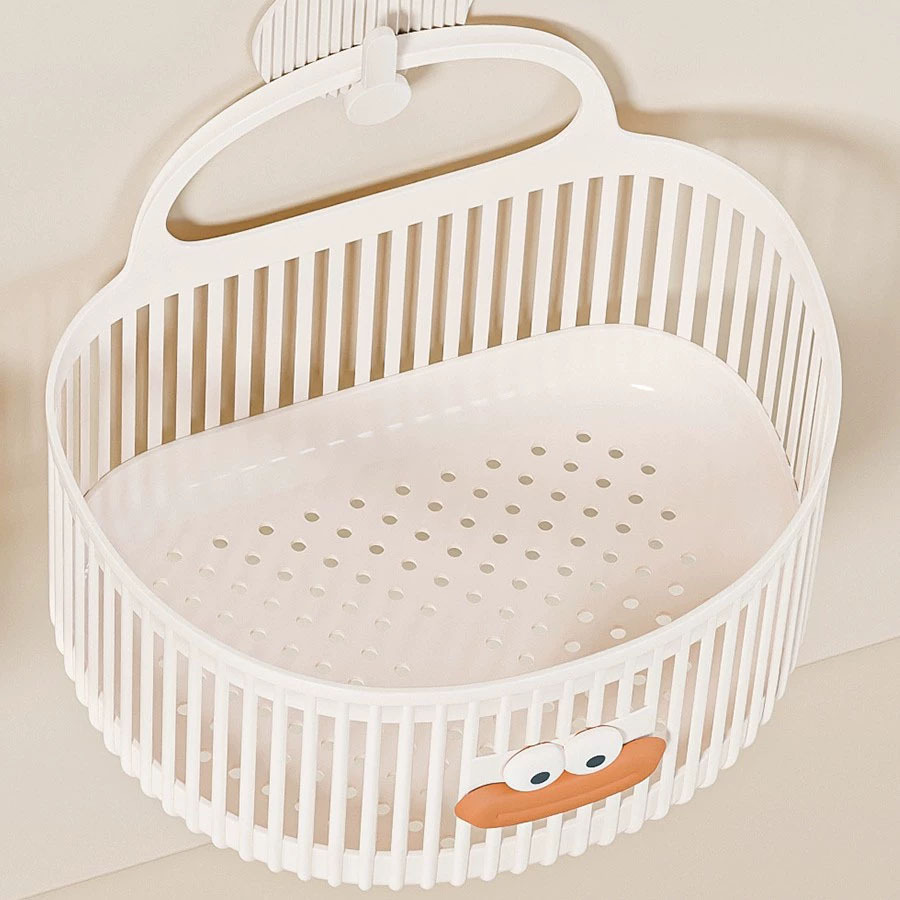 Cute Wall-Mounted Storage Basket Multi-Functional Kitchen Bathroom Toilet Small Hanging Basket Punch-Free Wall-Mounted Storage Shelf